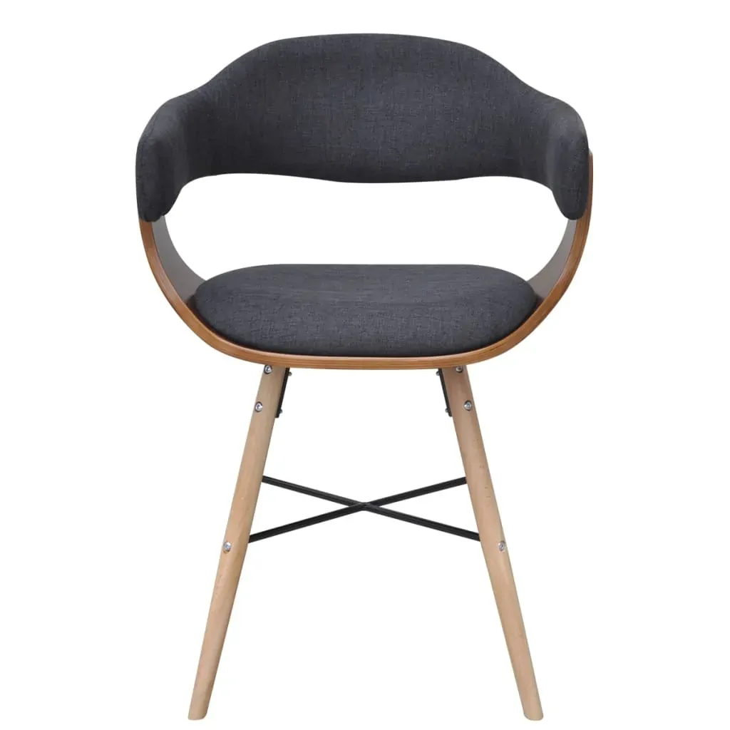 Dining Chairs Dark Grey Bent Wood and Fabric Price