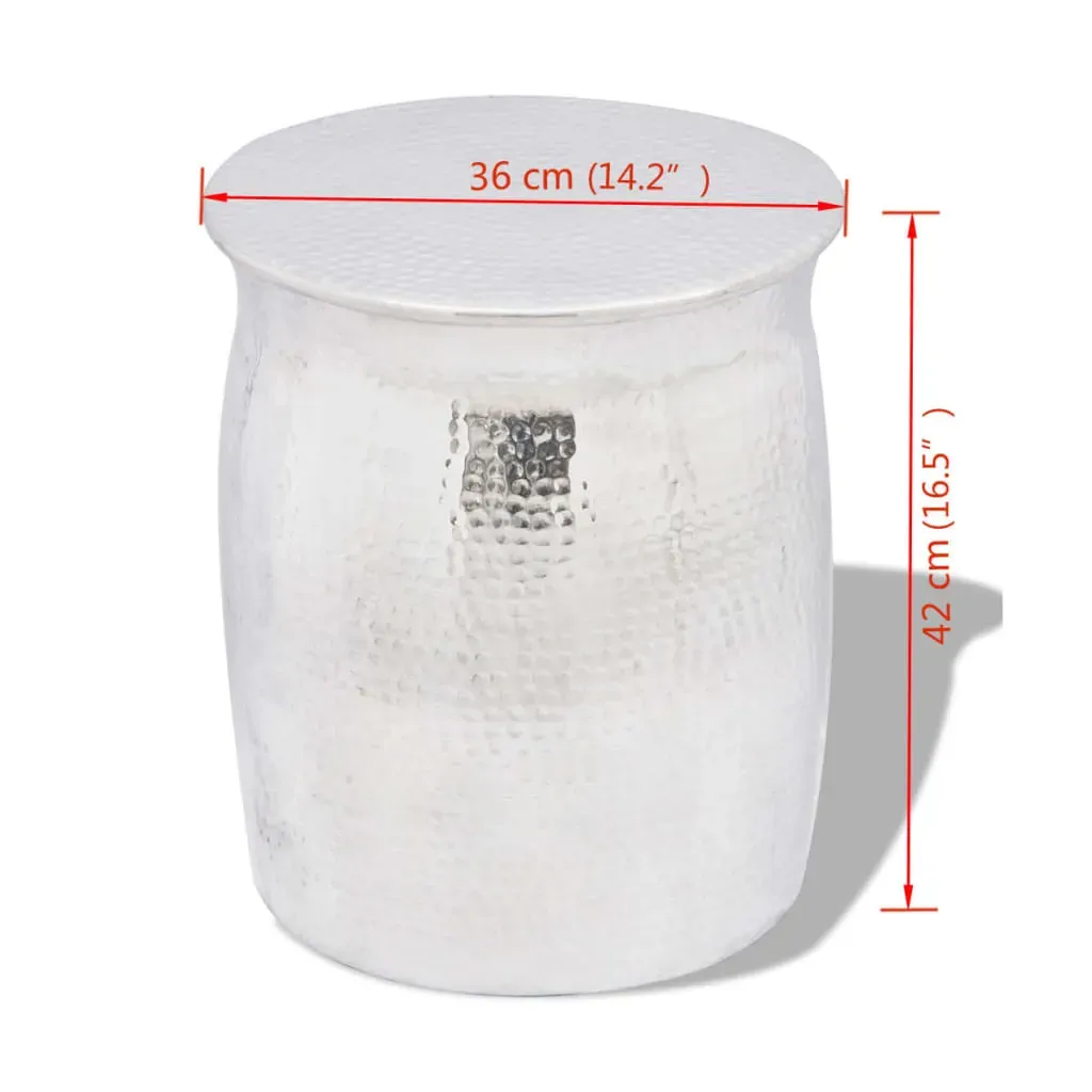 Hammered Aluminium Stool/Side Table Silver Price