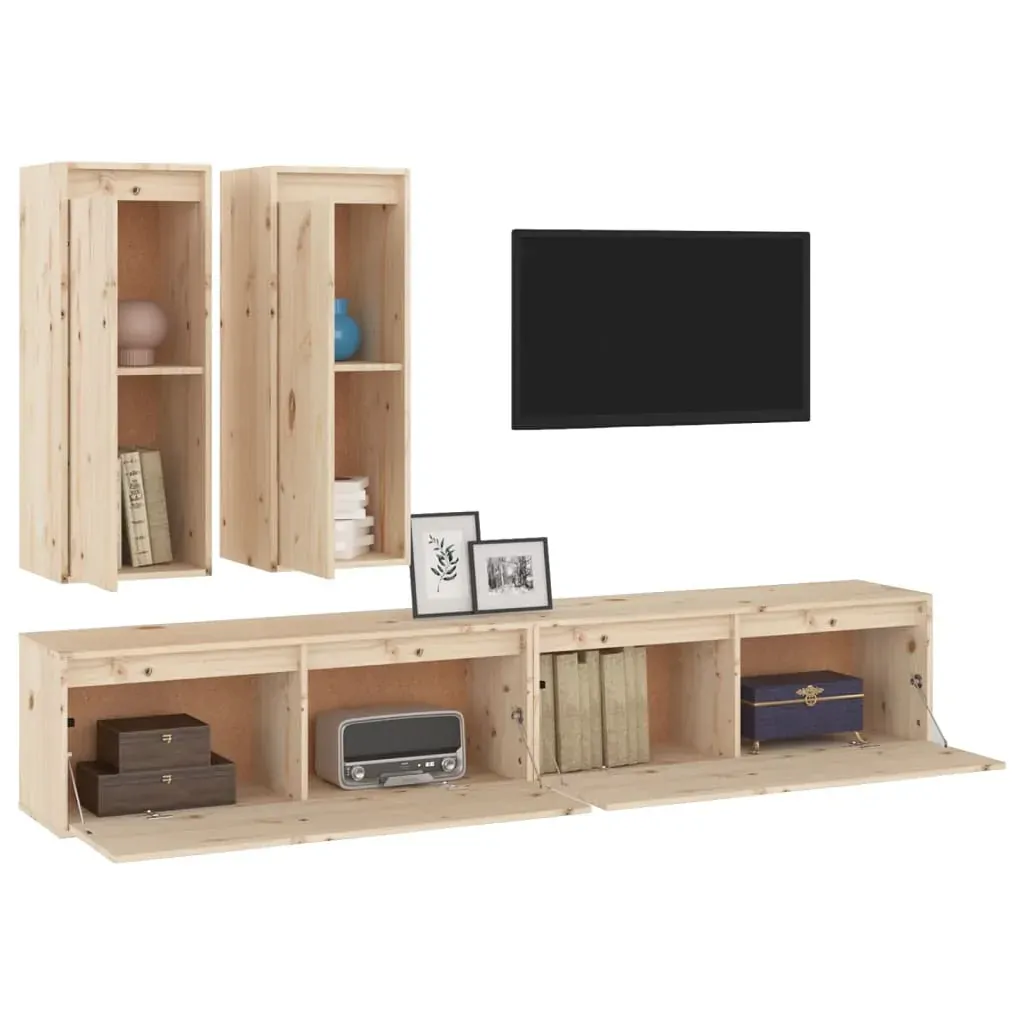 Heysham TV Cabinets 4 pcs Solid Wood Pine Price