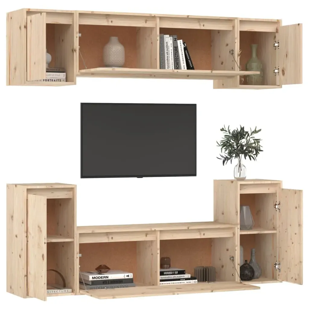 Healdsburg TV Cabinets 6 pcs Solid Wood Pine Price