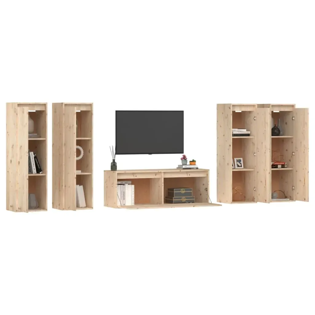 Doylestown TV Cabinets 5 pcs Solid Wood Pine Price