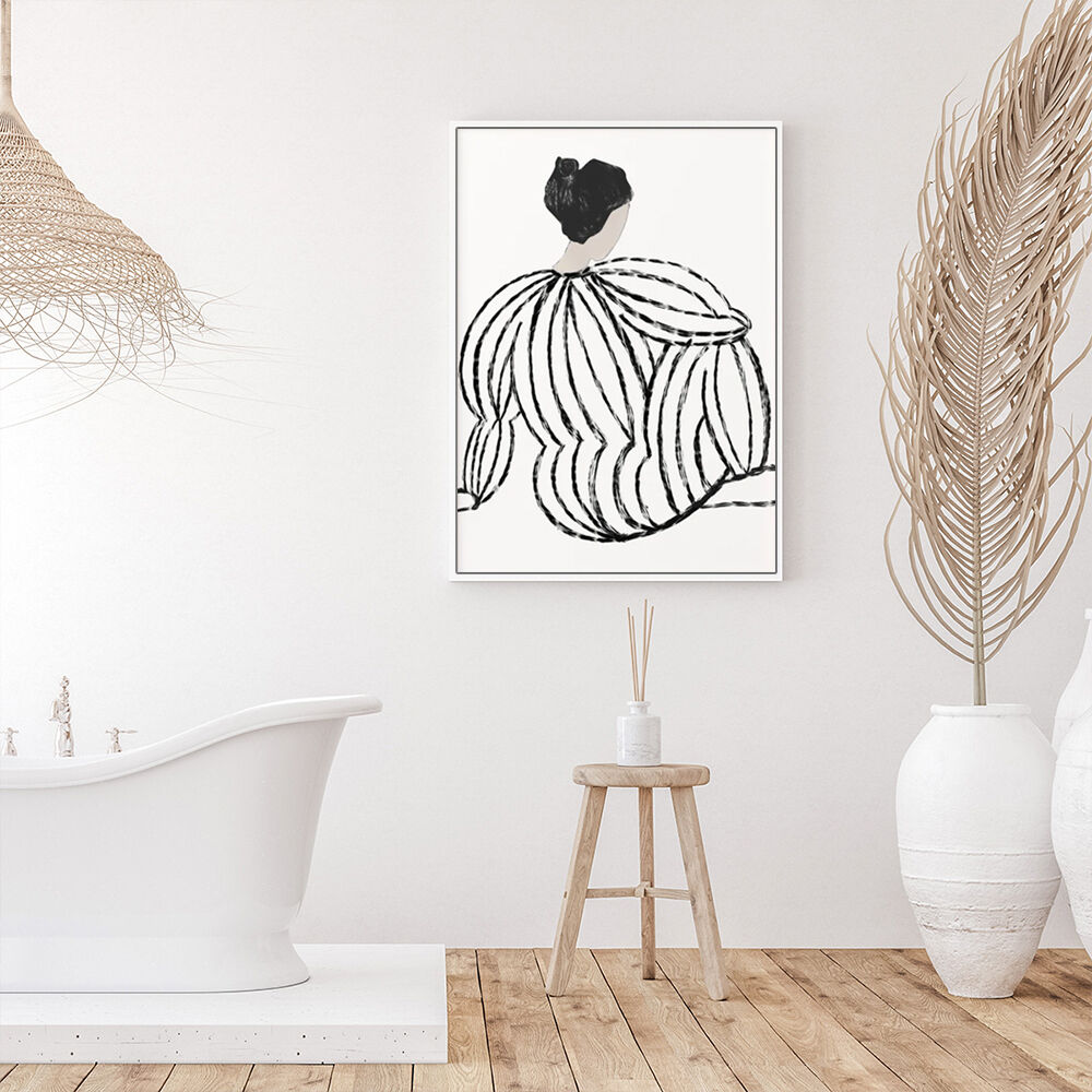 Modern Lady White Frame Canvas Wall Art Price