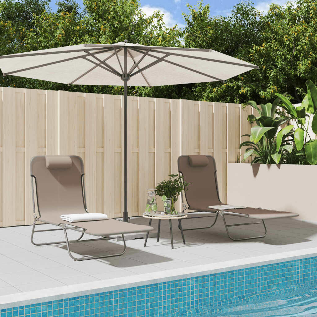 Folding Sun Loungers 2 pcs Textilene and Steel Price