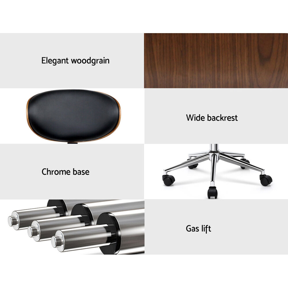 Artiss Wooden Office Chair Leather Seat Black Price