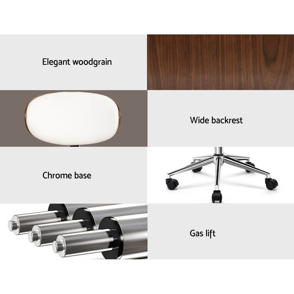 Artiss Wooden Office Chair Leather Seat White Price