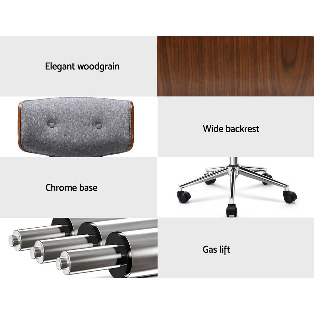 Artiss Wooden Office Chair Fabric Seat Grey Price