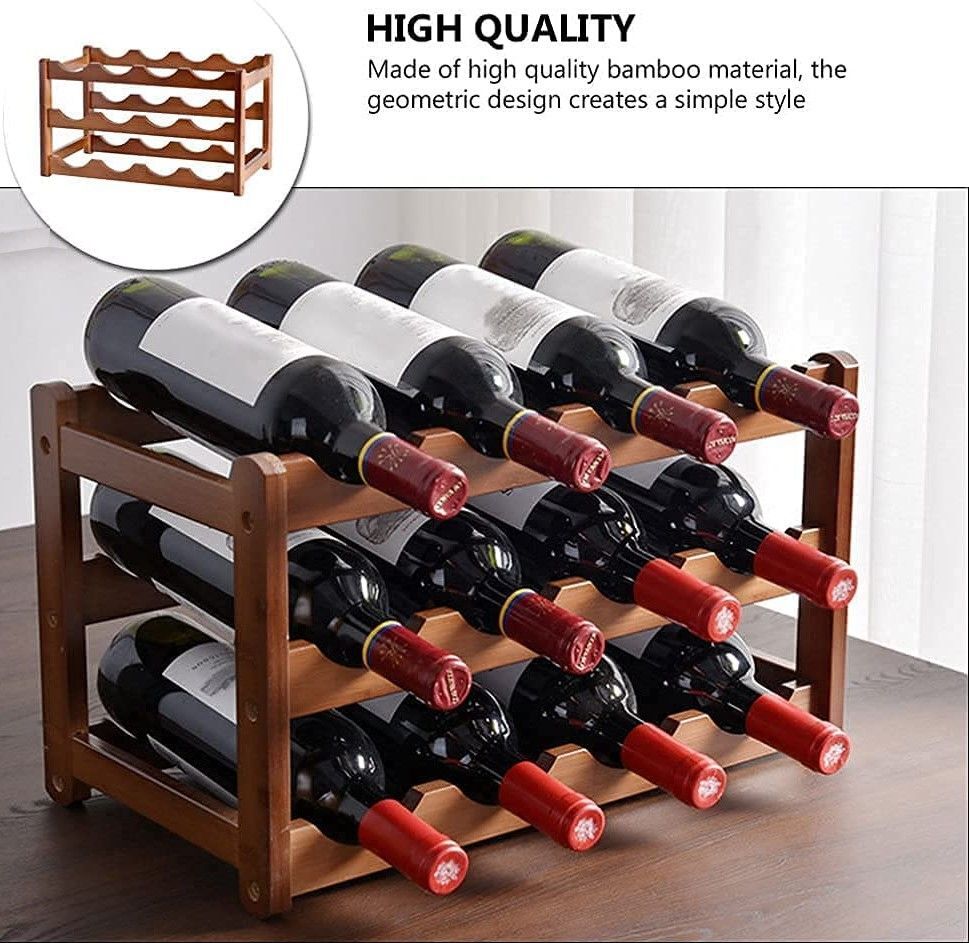 3-layer Bamboo Wine Storage Rack (12 bottles) Price