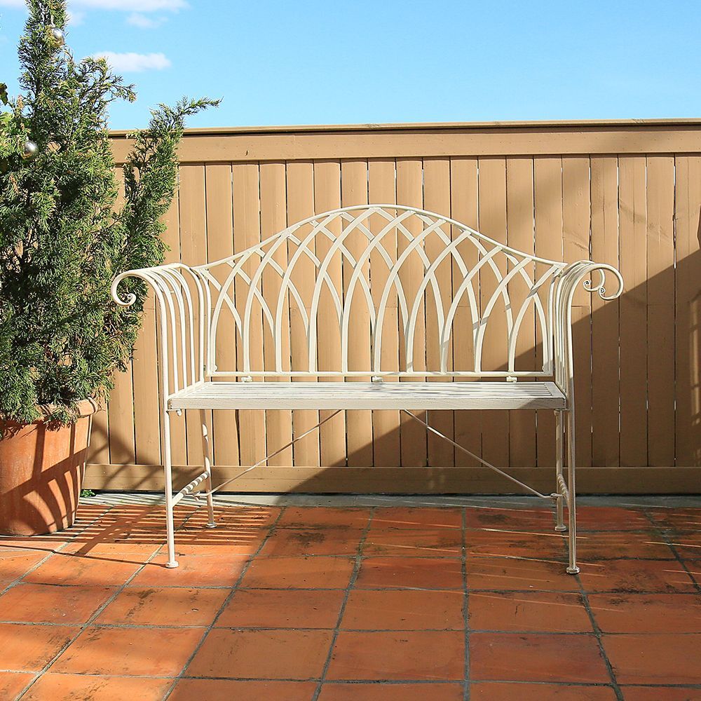 White Lavinia Iron Outdoor Bench Price