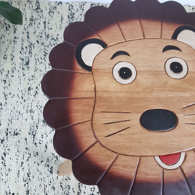 Hand Carved Children's Table Wooden LION Theme Price