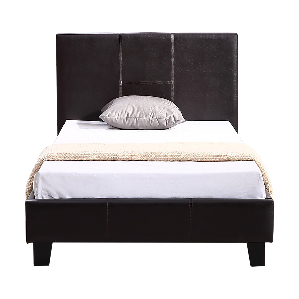 Single PU Leather Bed Frame Brown Price
