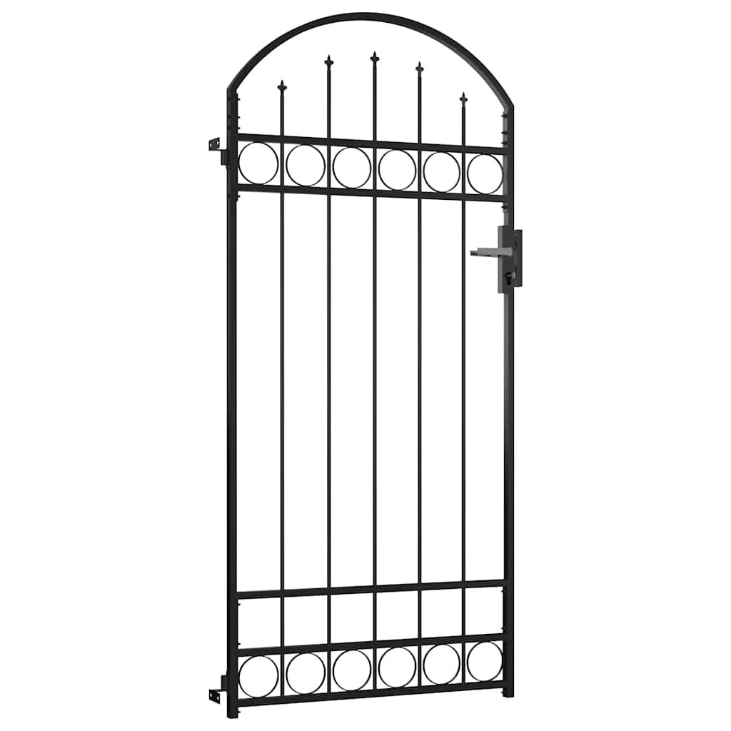 Fence Gate with Arched Top Steel 89x200 cm Black Price