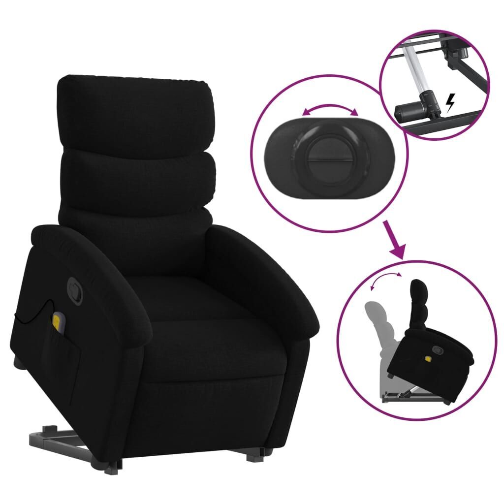 Stand up Massage Recliner Chair Black Fabric Price