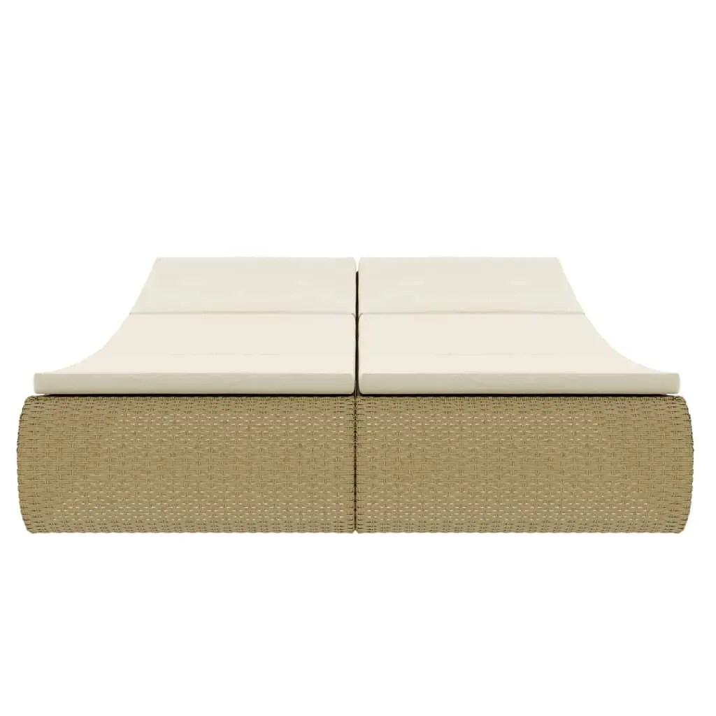 Outdoor Lounge Bed Poly Rattan Beige Price