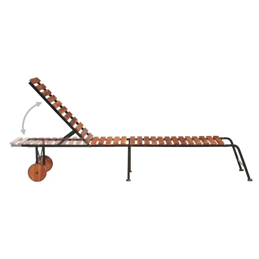 Sun Lounger with Steel Legs Solid Acacia Wood Price