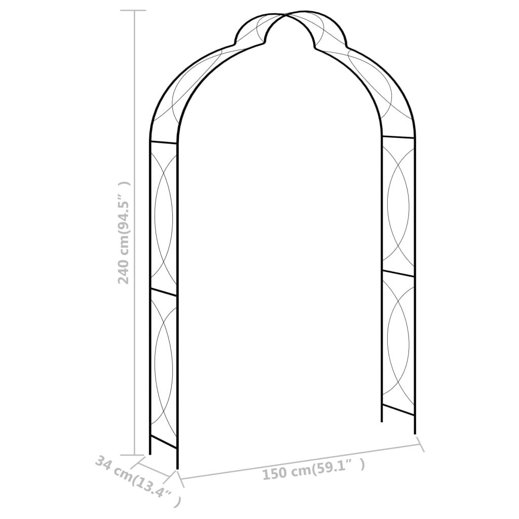 Garden Arch Black 150x34x240 cm Iron Price