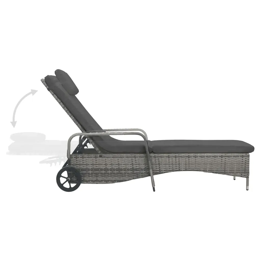 Sun Lounger with Wheels Poly Rattan Anthracite Price