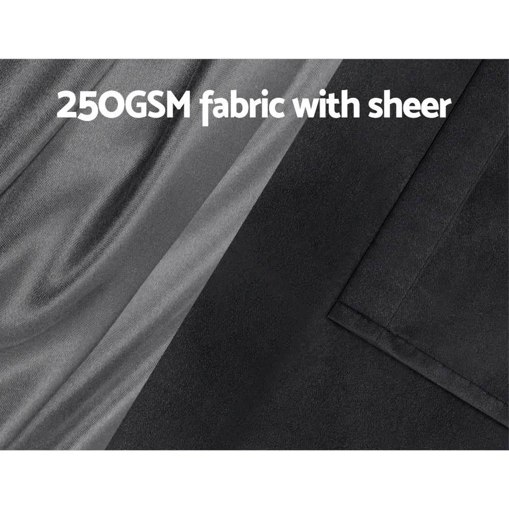 2X 132x160cm Blockout Sheer Curtains Black Price