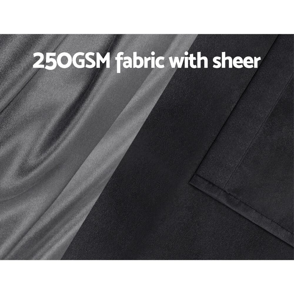 Artiss 2X 132x304cm Blockout Sheer Curtains Black Price