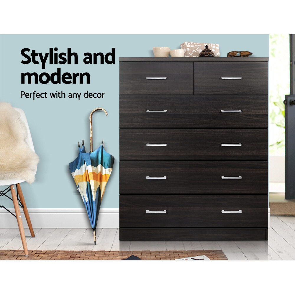 Artiss 6 Chest of Drawers - ANDES Walnut Price