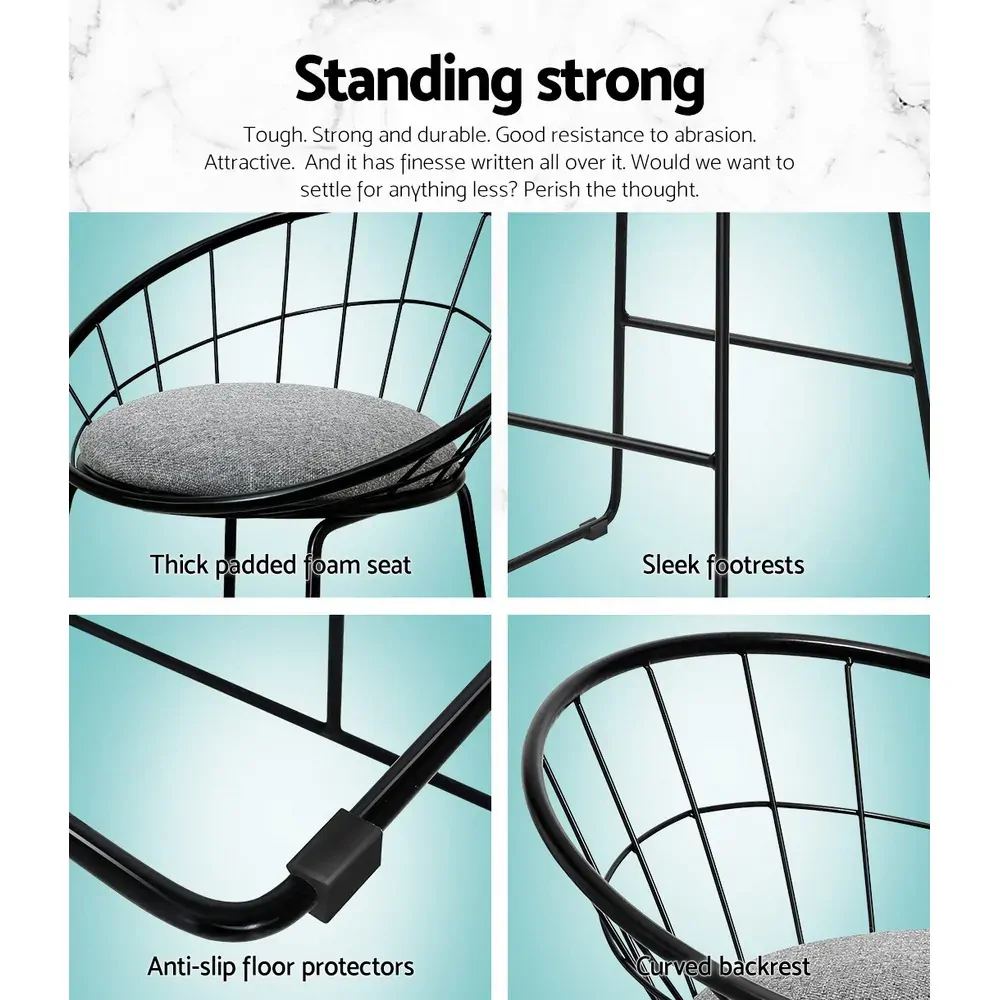 Bar Stools Steel Fabric - Grey and Black Price
