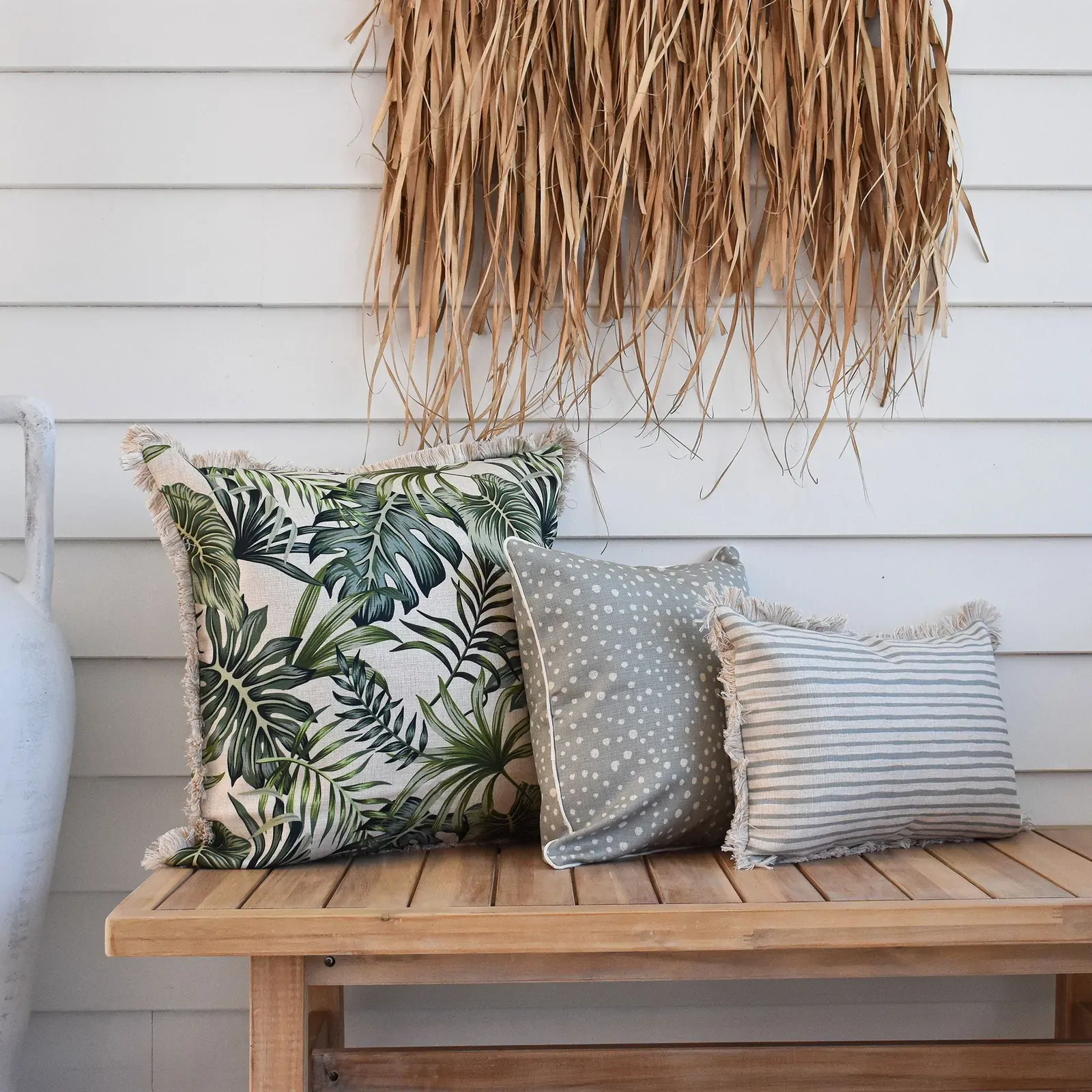 Cushion Cover-Coastal Fringe-Paint Stripes Smoke Price