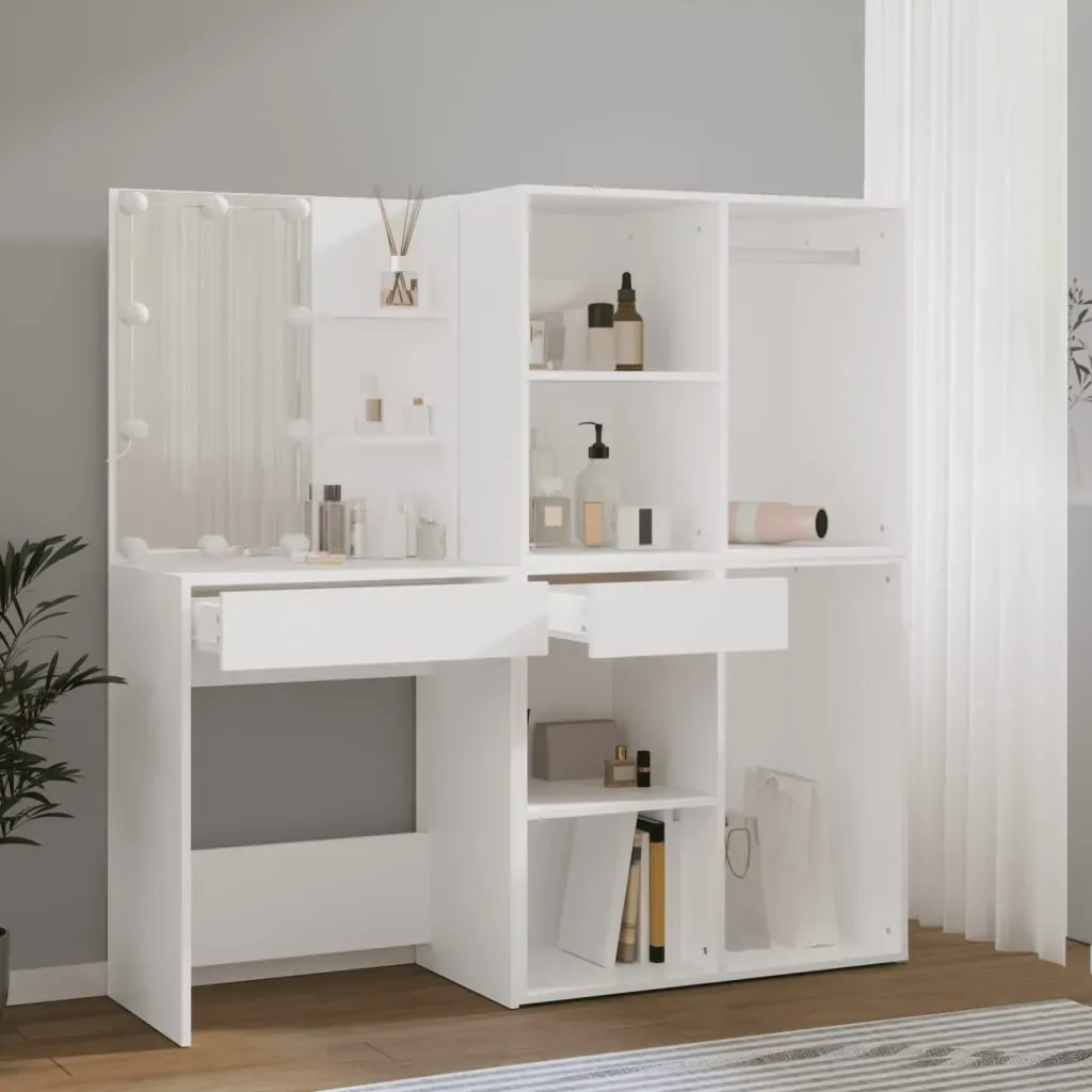 LED Dressing Table with 2 Cabinets Engineered Wood Price