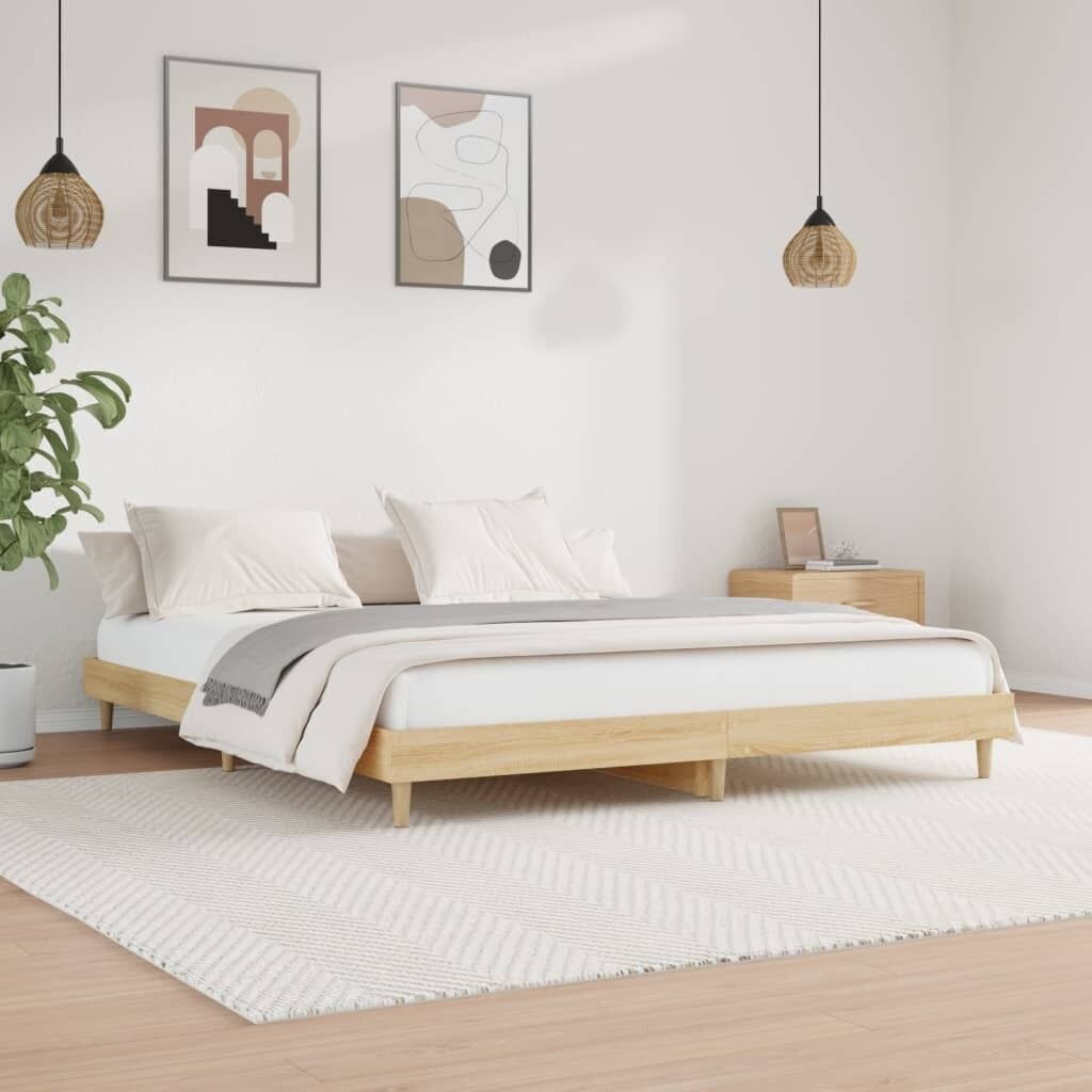 Bed Frame without Mattress White 183x203 cm King Engineered Wood Price