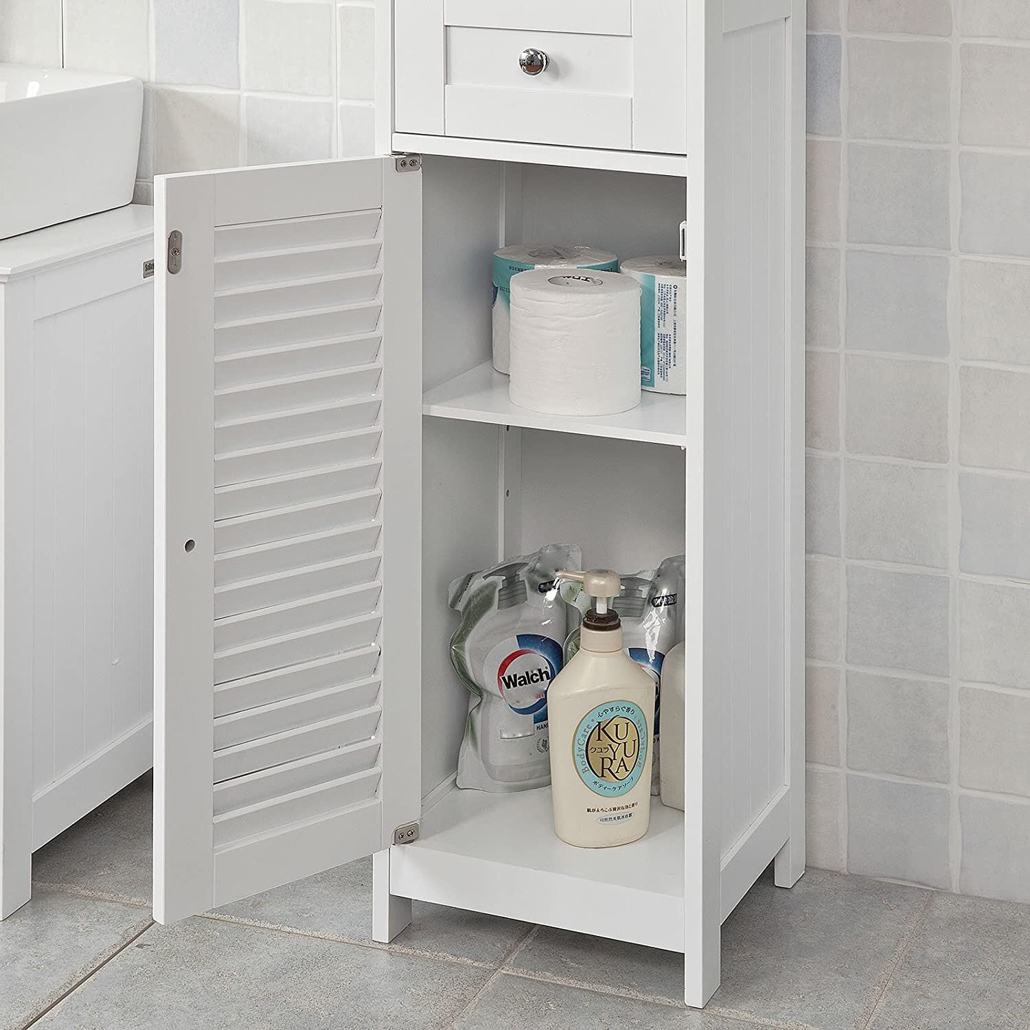 Freestanding Tall Bathroom Cabinet 170x32x30 cm Price