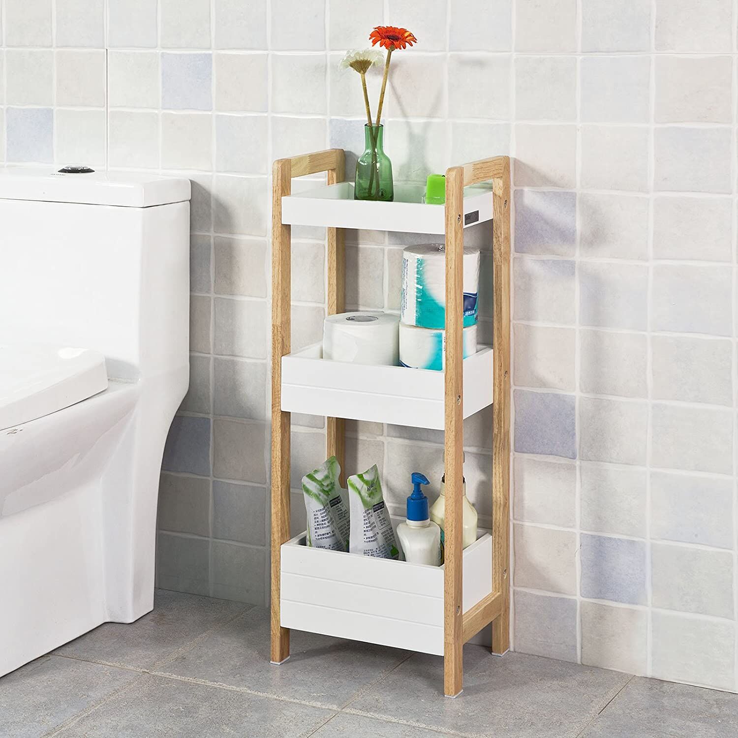 3-Tier White Storage Bathroom Shelf Price