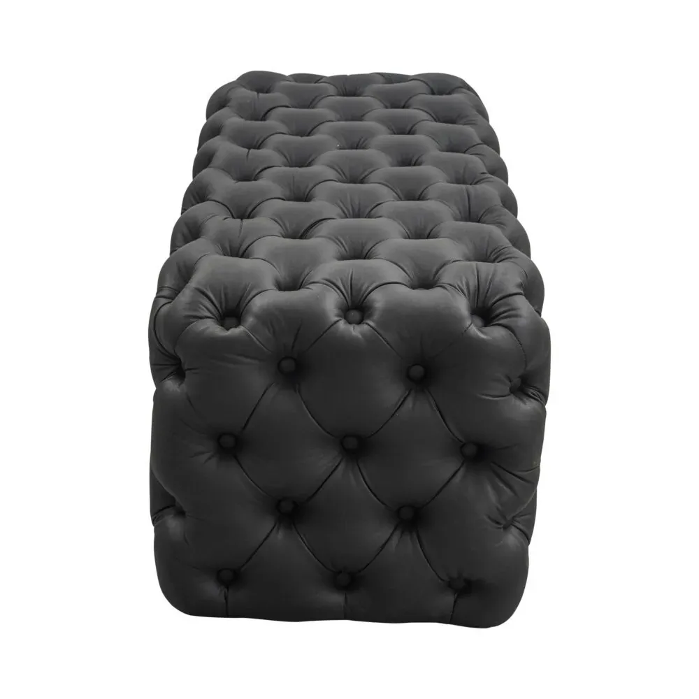 Black Leathaire Ottoman-Rectangular Price