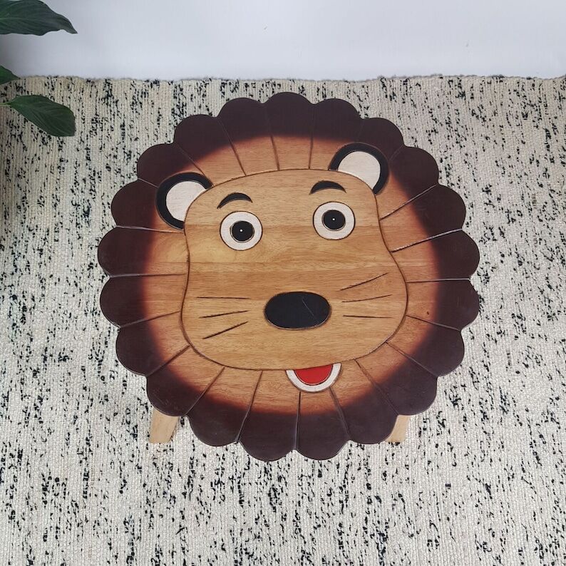 Hand Carved Children's Table Wooden LION Theme Price