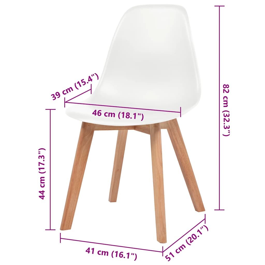 Dining Chairs 6 pcs White Plastic Price