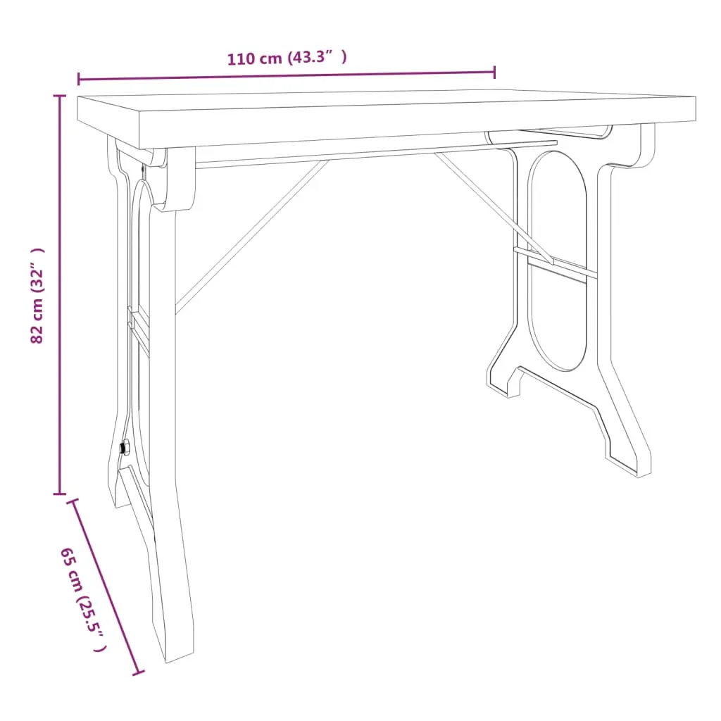 Dining Table 110x65x82 cm Solid Wood Fir and Iron Price