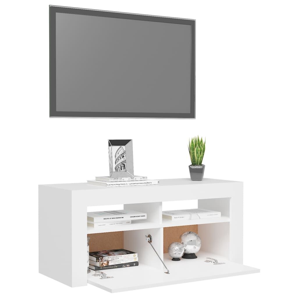TV Cabinet with LED Lights White 90x35x40 cm Price