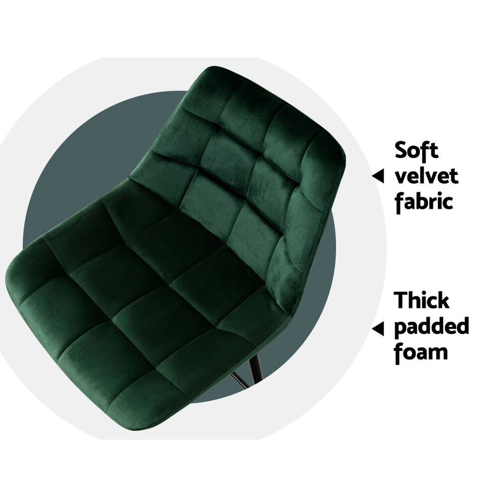 Artiss 2x Bar Stools Velvet Chairs Green Price