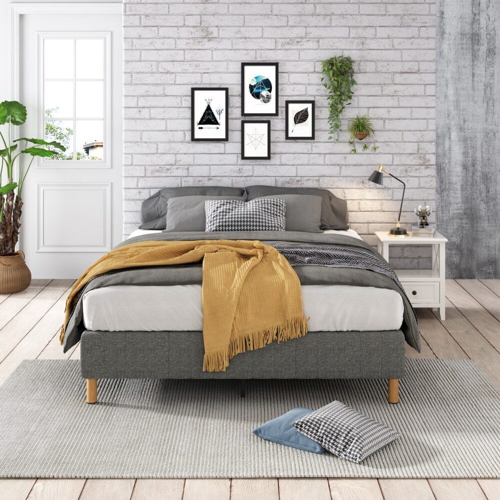 Metal Bed Frame Mattress Foundation Blue – Double Price