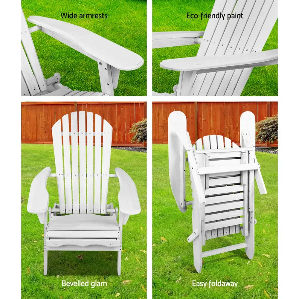 Adirondack Beach Chair with Ottoman - White Price