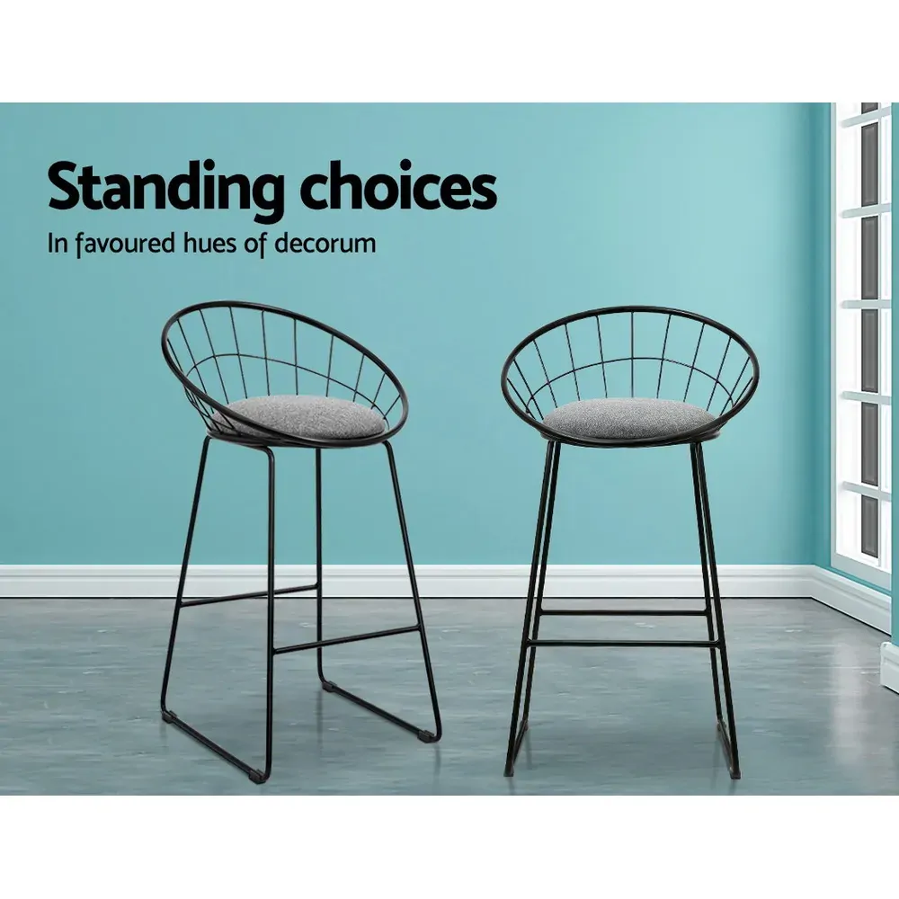 Bar Stools Steel Fabric - Grey and Black Price