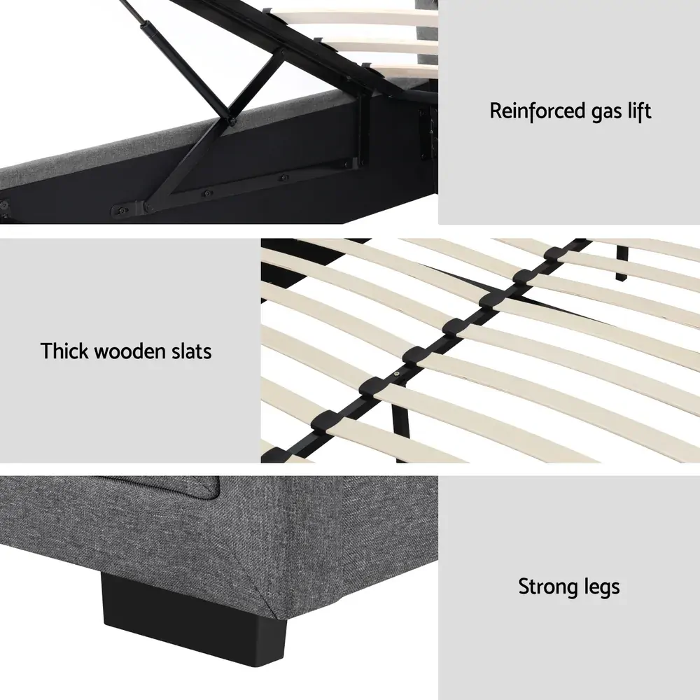 Antonio Bed Frame Fabric Gas Lift Storage Price