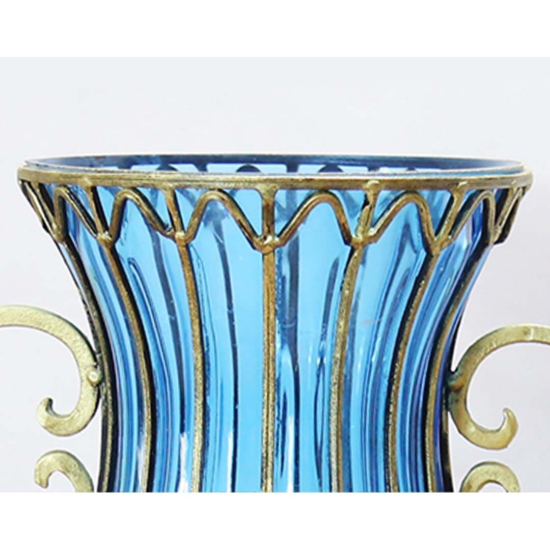 50cm Glass Oval Floor Vase with Metal Flower Stand Price