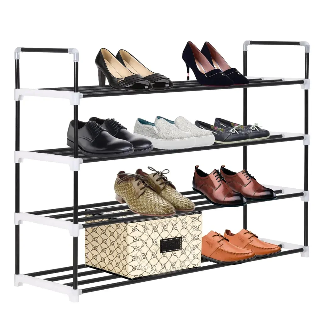 Shoe Rack with Metal and Plastic Black Price