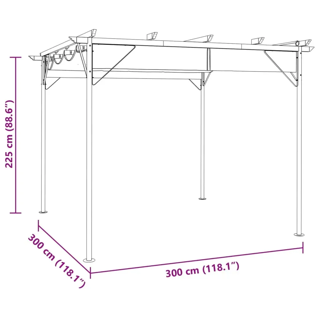 Pergola with Retractable Roof 3x3 m Steel Price