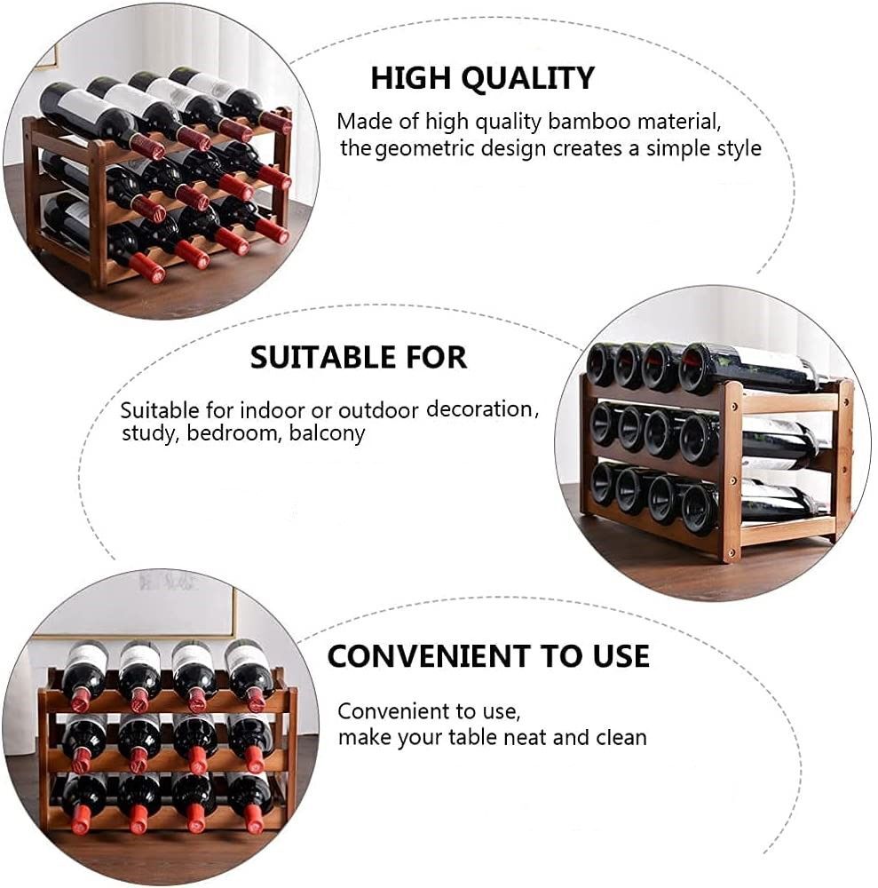 3-layer Bamboo Wine Storage Rack (12 bottles) Price