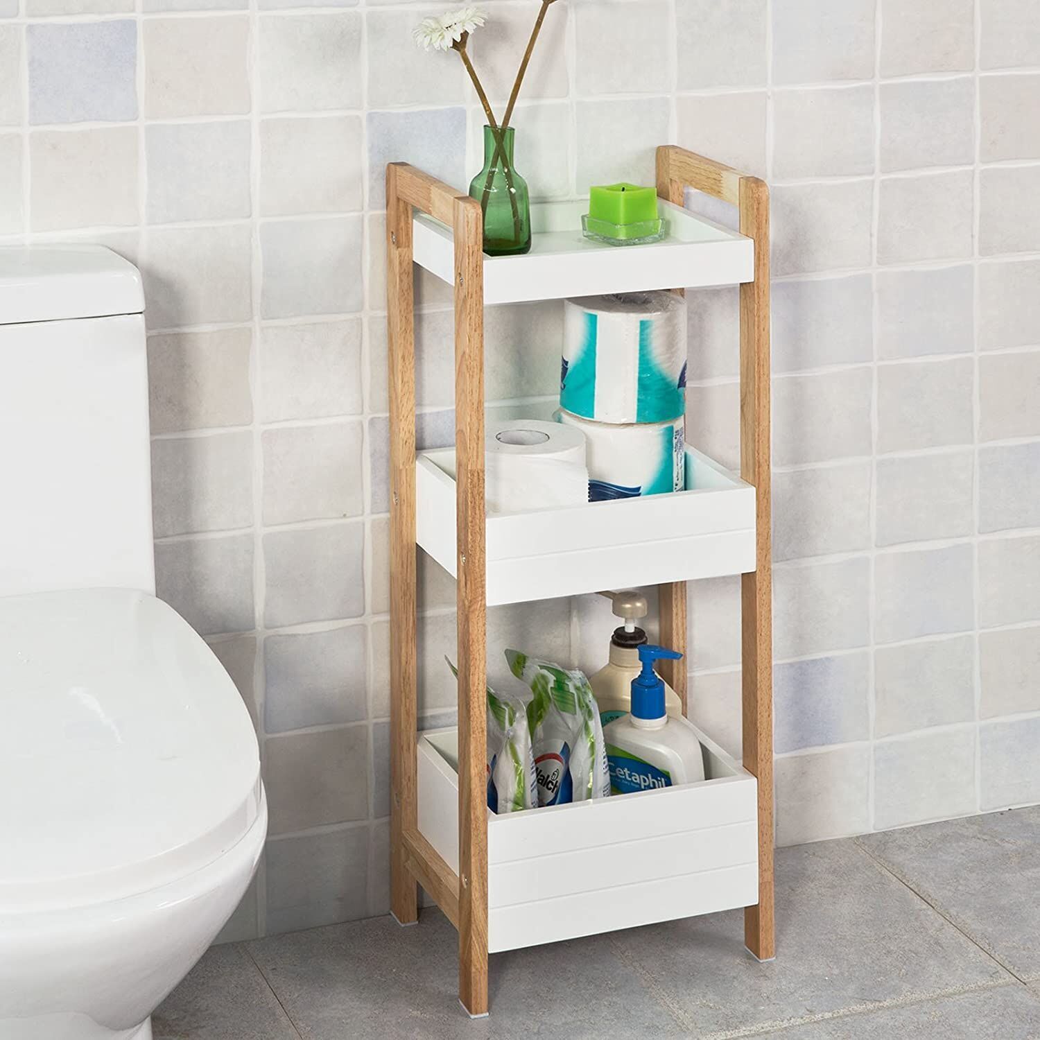 3-Tier White Storage Bathroom Shelf Price