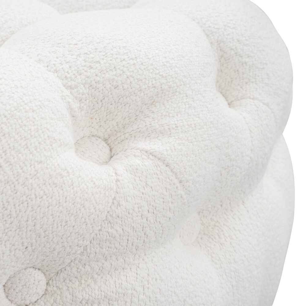 Bouclé White Ottoman-Round Price