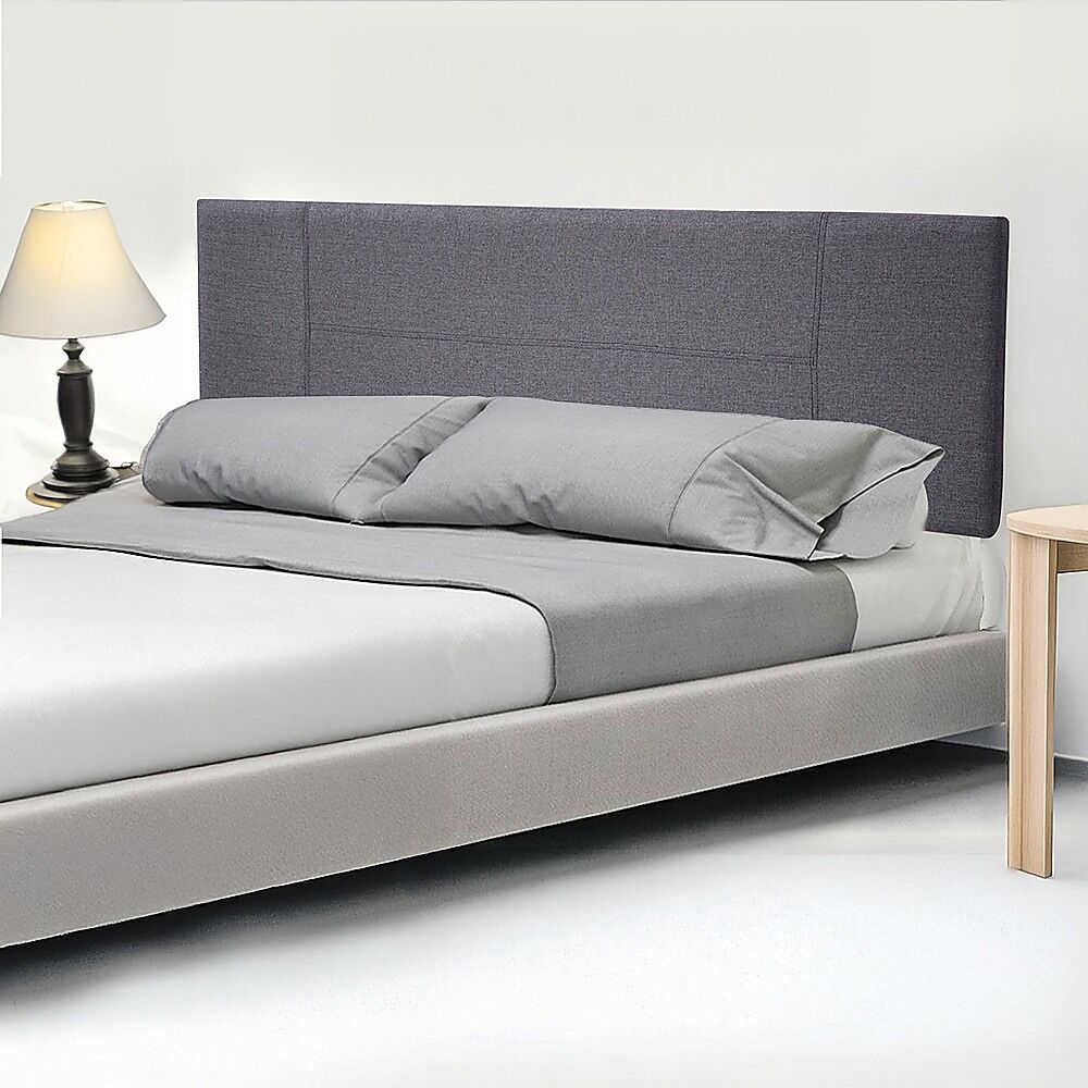Linen Fabric King Bed Headboard Bedhead - Grey Price