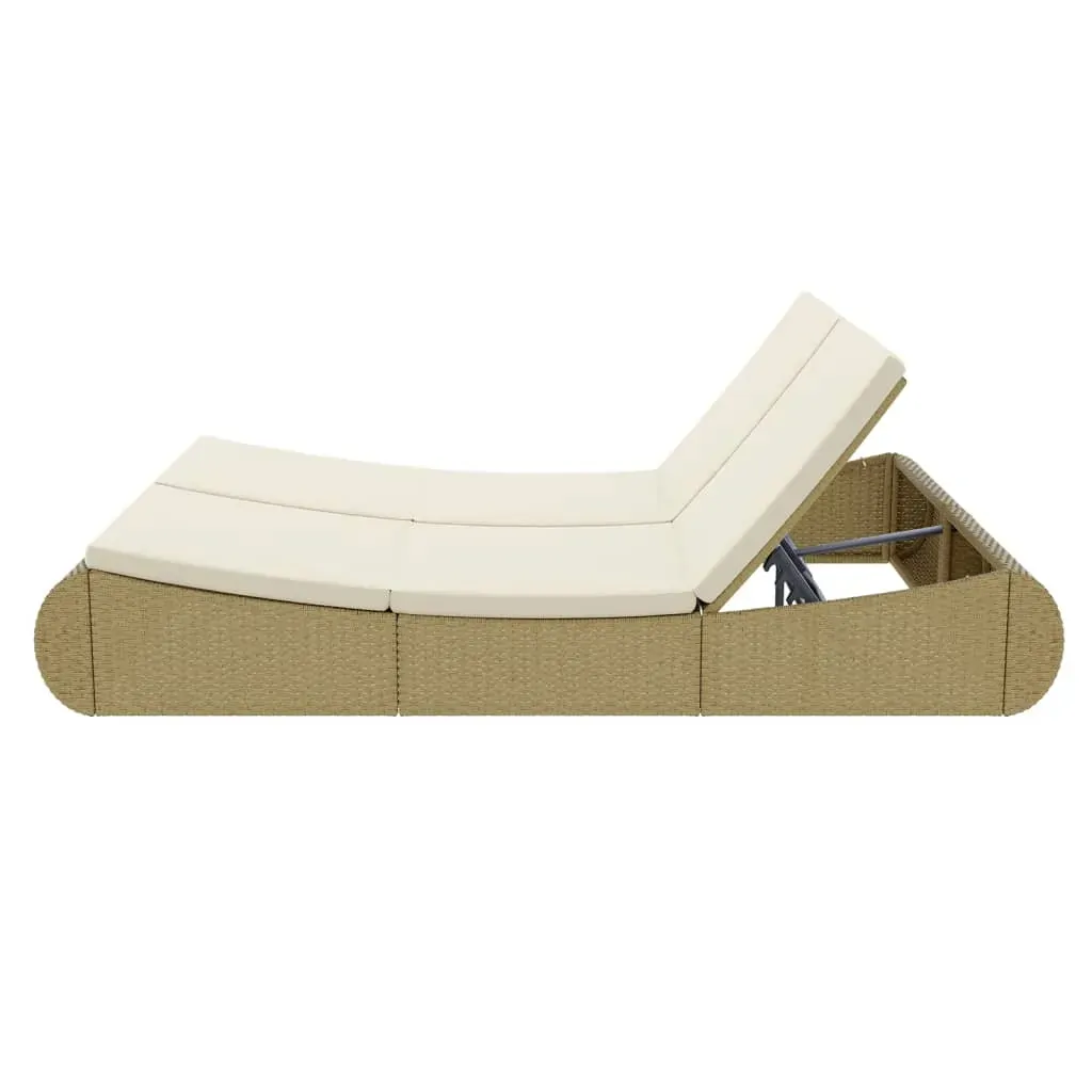 Outdoor Lounge Bed Poly Rattan Beige Price