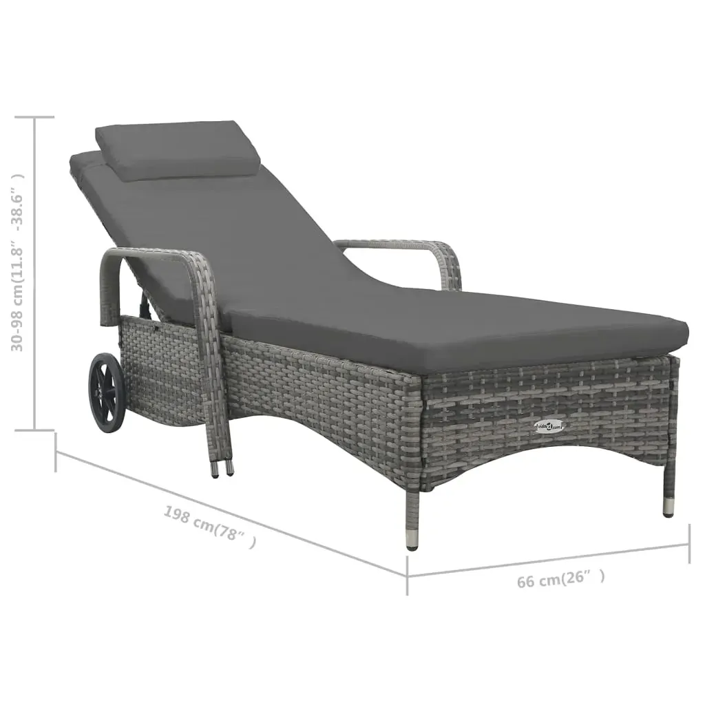 Sun Lounger with Wheels Poly Rattan Anthracite Price