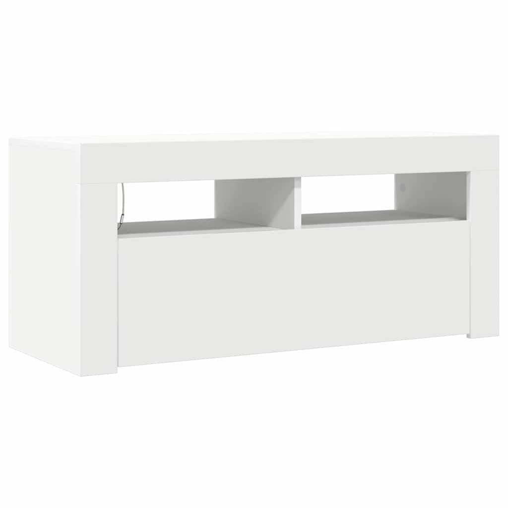 TV Cabinet with LED Lights White 90x35x40 cm Price