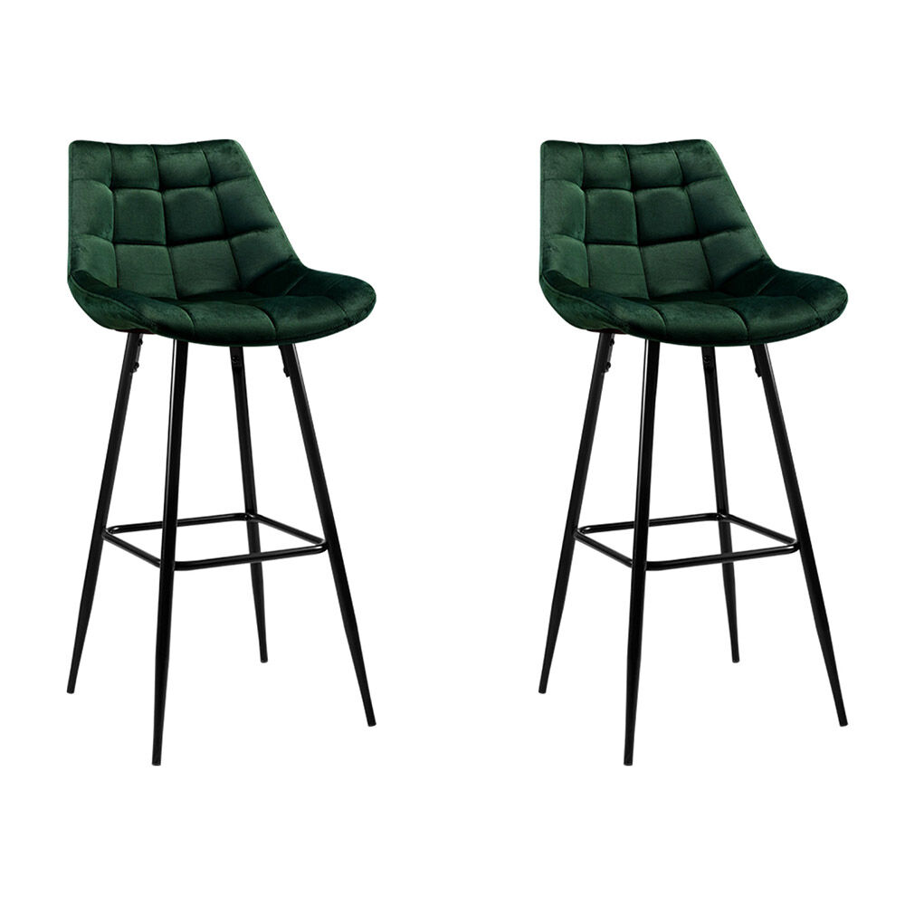 Artiss 2x Bar Stools Velvet Chairs Green Price